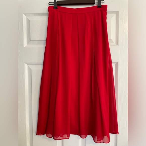 Red pleated chiffon midi skirt - Anne Klein - size 4 - Picture 2 of 6